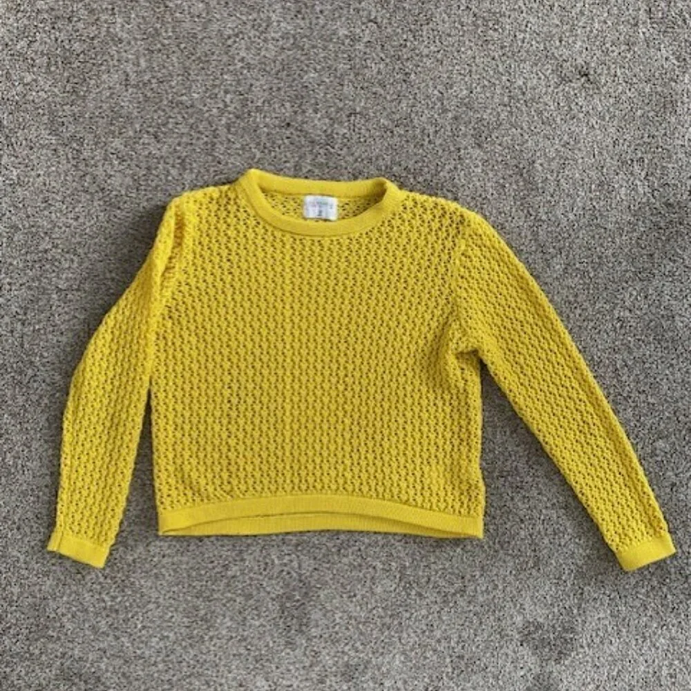 COMPANIA FANTASTICA Yellow Cropped Knit Sweater Medium